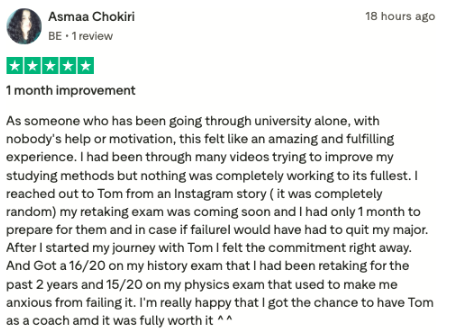 Asmaa Chokiri's five-star review: one month improvement
